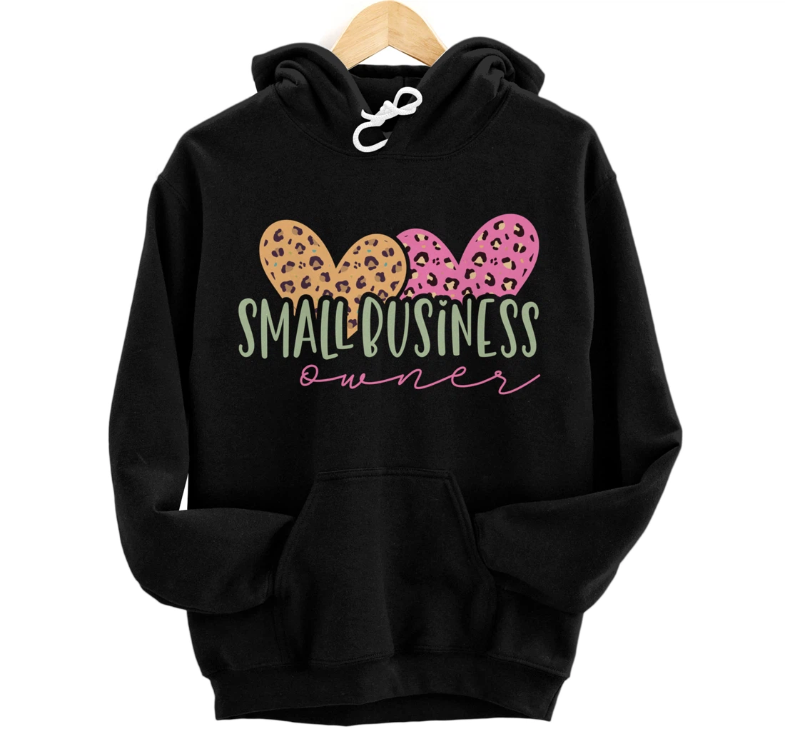 Small Business Leopard Pattern Heart Design Pullover Hoodie