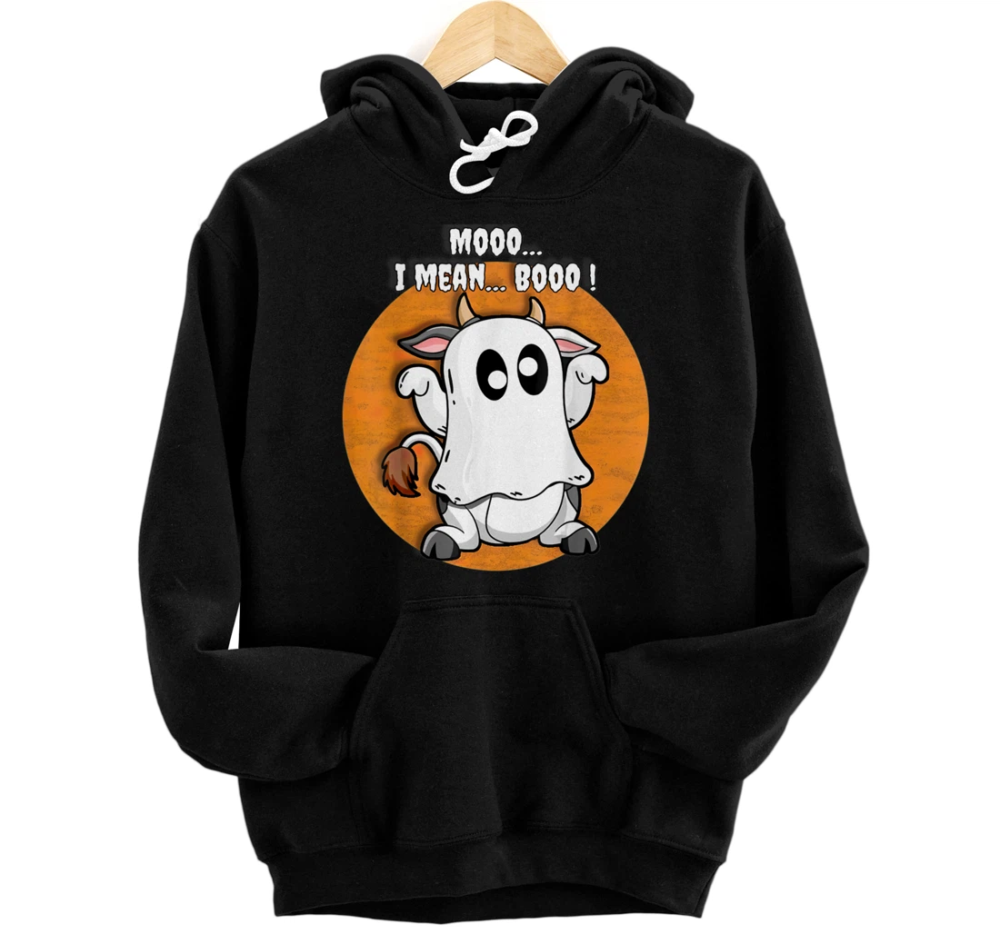 Personalized Ghost Cow Moo I-Mean BooPumpkin Pullover Hoodie