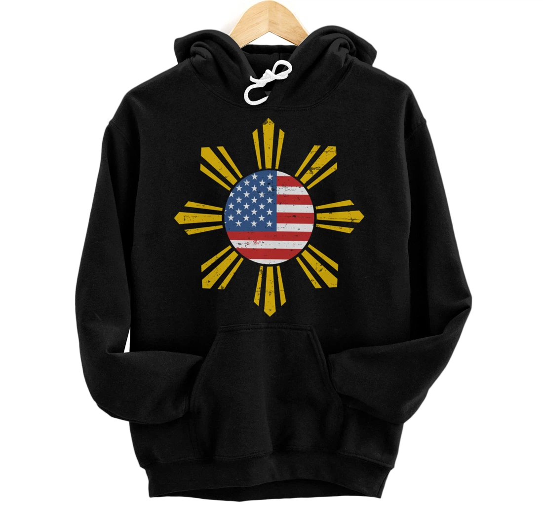 Personalized Filipino Flag USA Flag American Patriotic for a Pinoy Pullover Hoodie