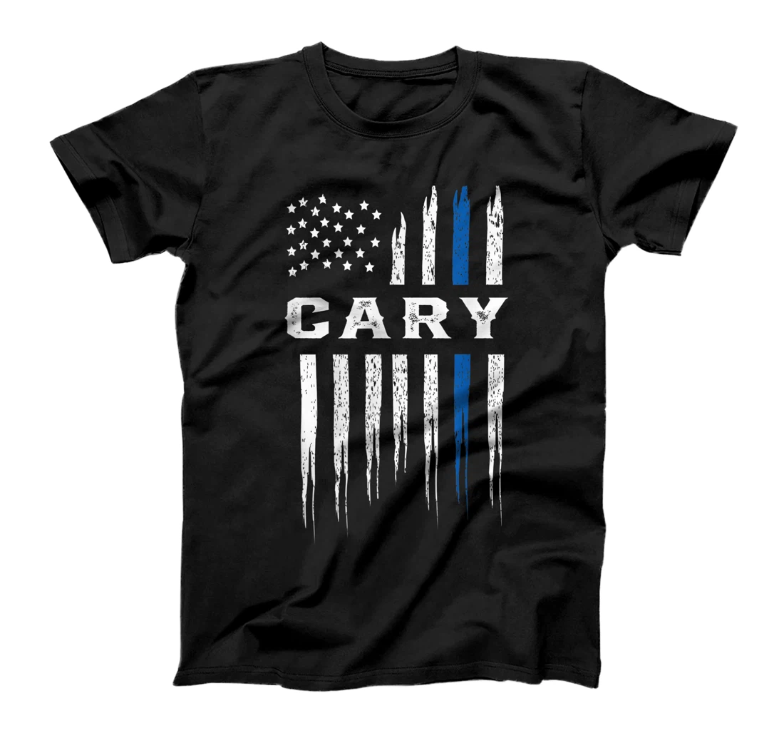 Thin Blue Line Heart Cary Police Officer North Carolina Cops T-Shirt, Women T-Shirt