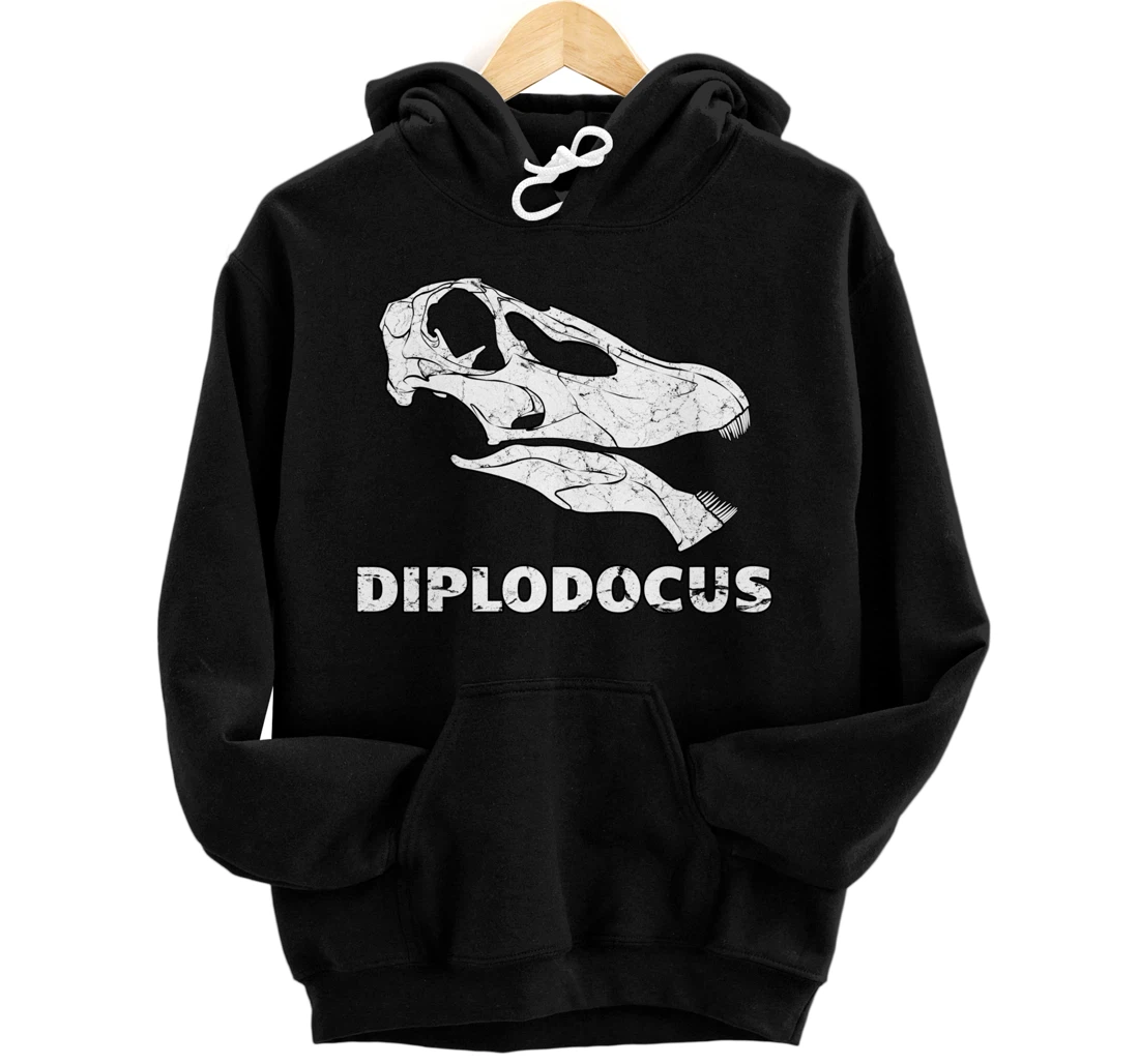 Personalized Diplodocus Head Fossil Skull Dinosaur Bones, Diplodocus Pullover Hoodie