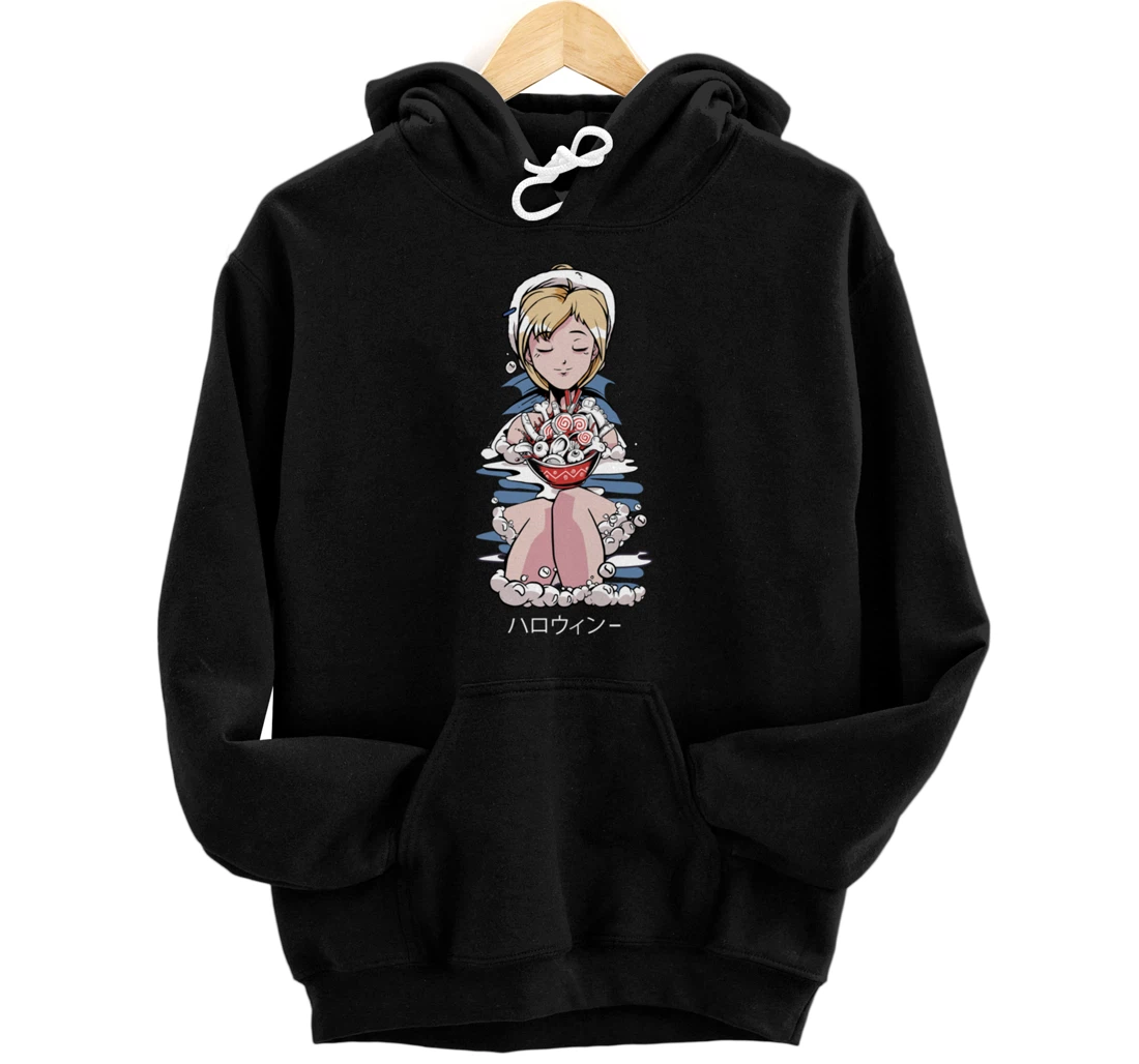 Personalized Japanese Kawaii Aesthetic Ramen Skeleton Anime Girl Pullover Hoodie