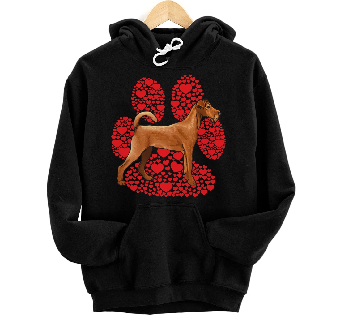 Personalized Irish Terrier Valentines Day Dog Love Paw Pullover Hoodie