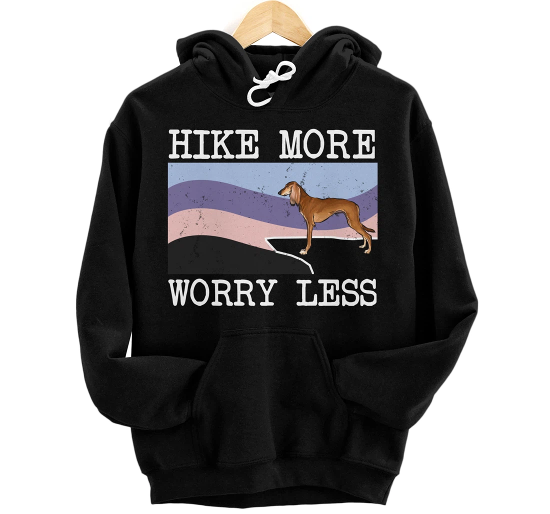 Personalized Saluki Hike More Worry Less Graphic Hiking Pullover Hoodie