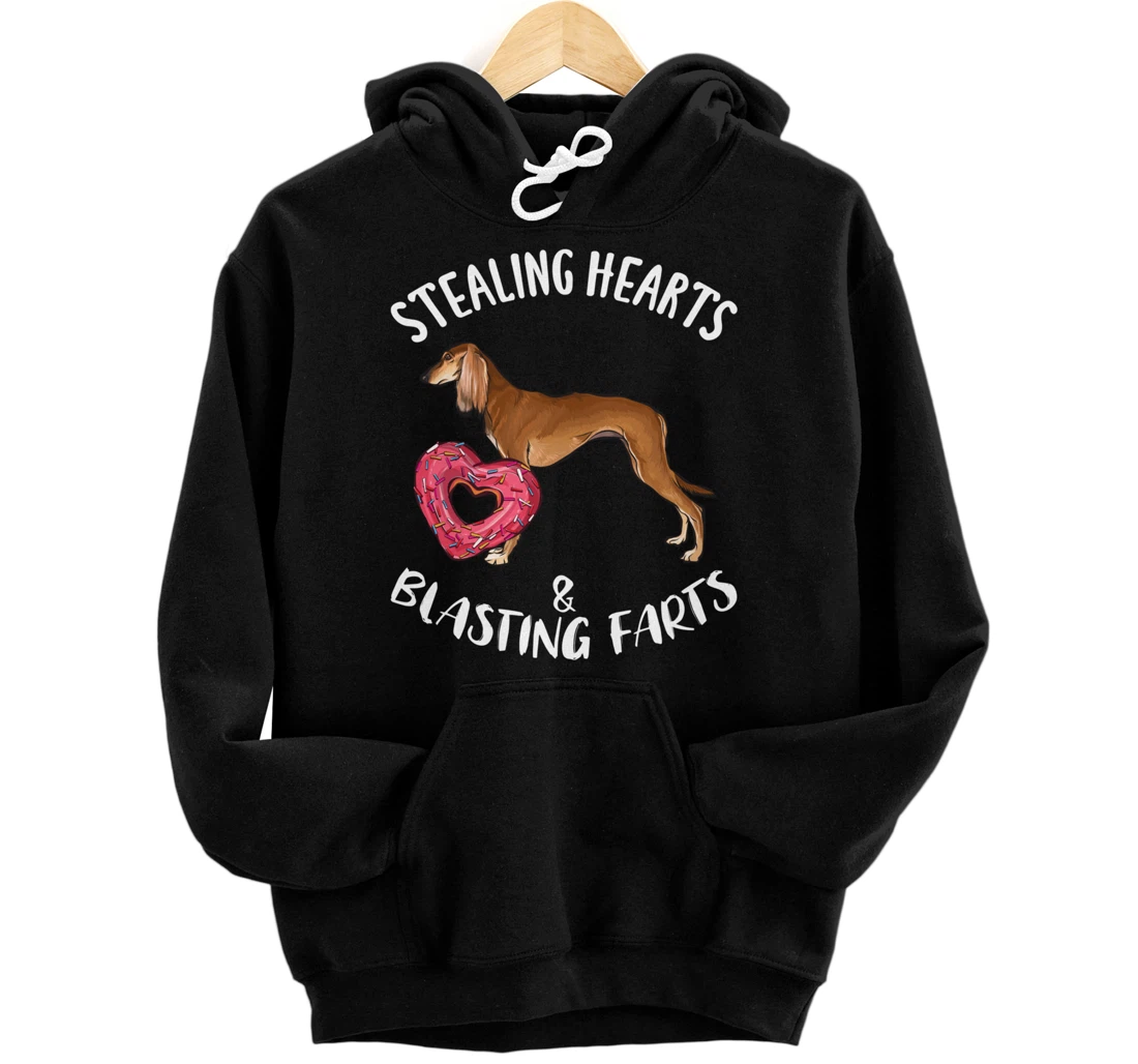 Personalized Stealing Hearts Blasting Farts Saluki Valentines Day Pullover Hoodie