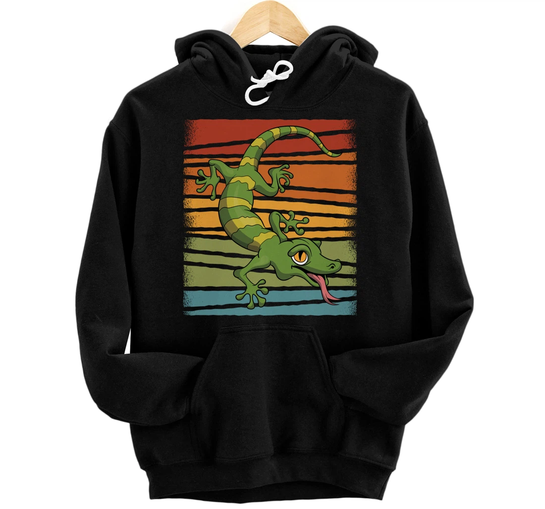 Retro Reptile Lizard Animal Lover Wildlife Gecko Pullover Hoodie