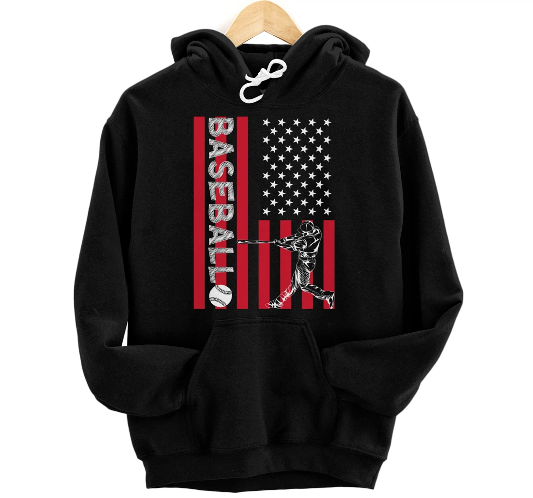 American Pride Baseball Player Batter US Flag Baseball Pullover Hoodie