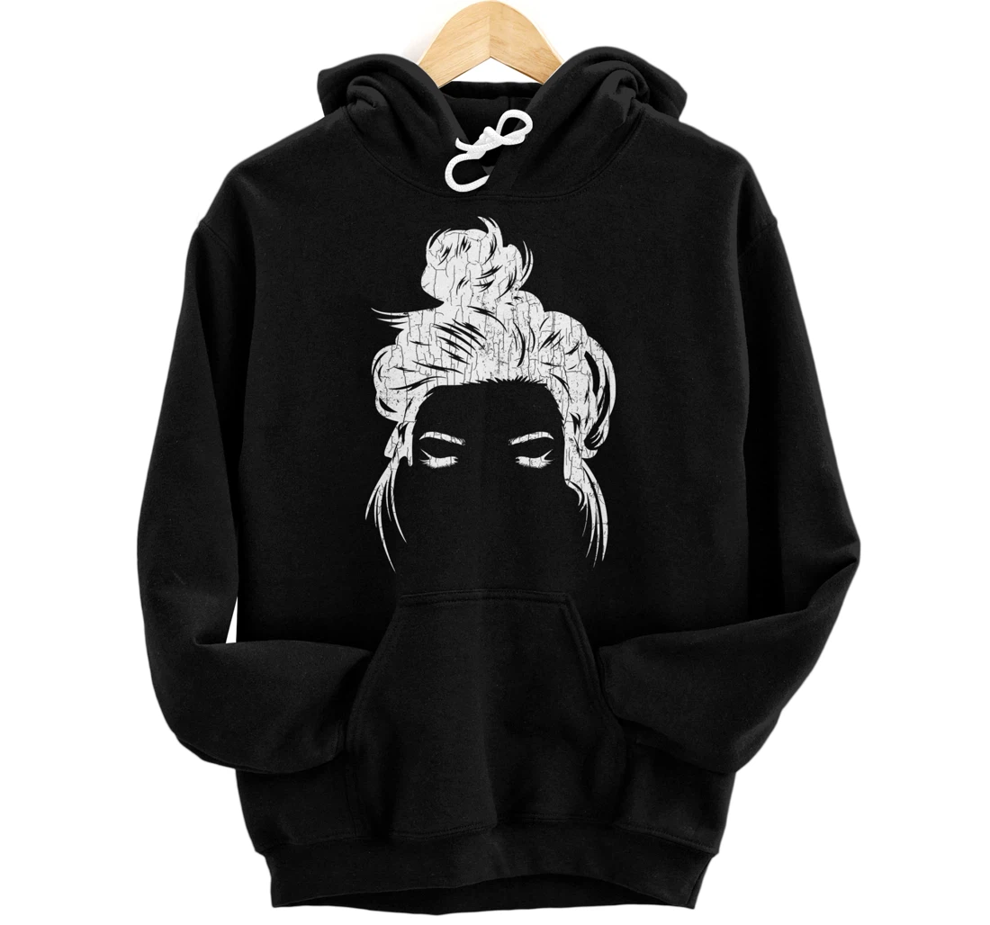 Girl With Bun Funny Hairdresser Hairstylist Barber Graphic Pullover Hoodie