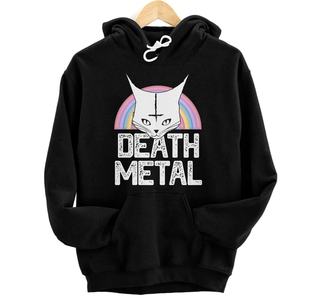 Death Metal Rainbow Cat Pullover Hoodie