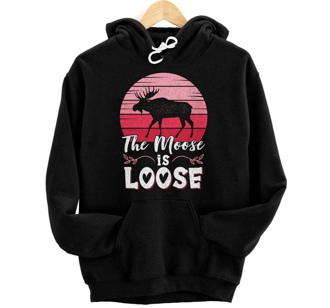 Personalized Funny Moose Lover Women Girls Vintage Moose Pullover Hoodie