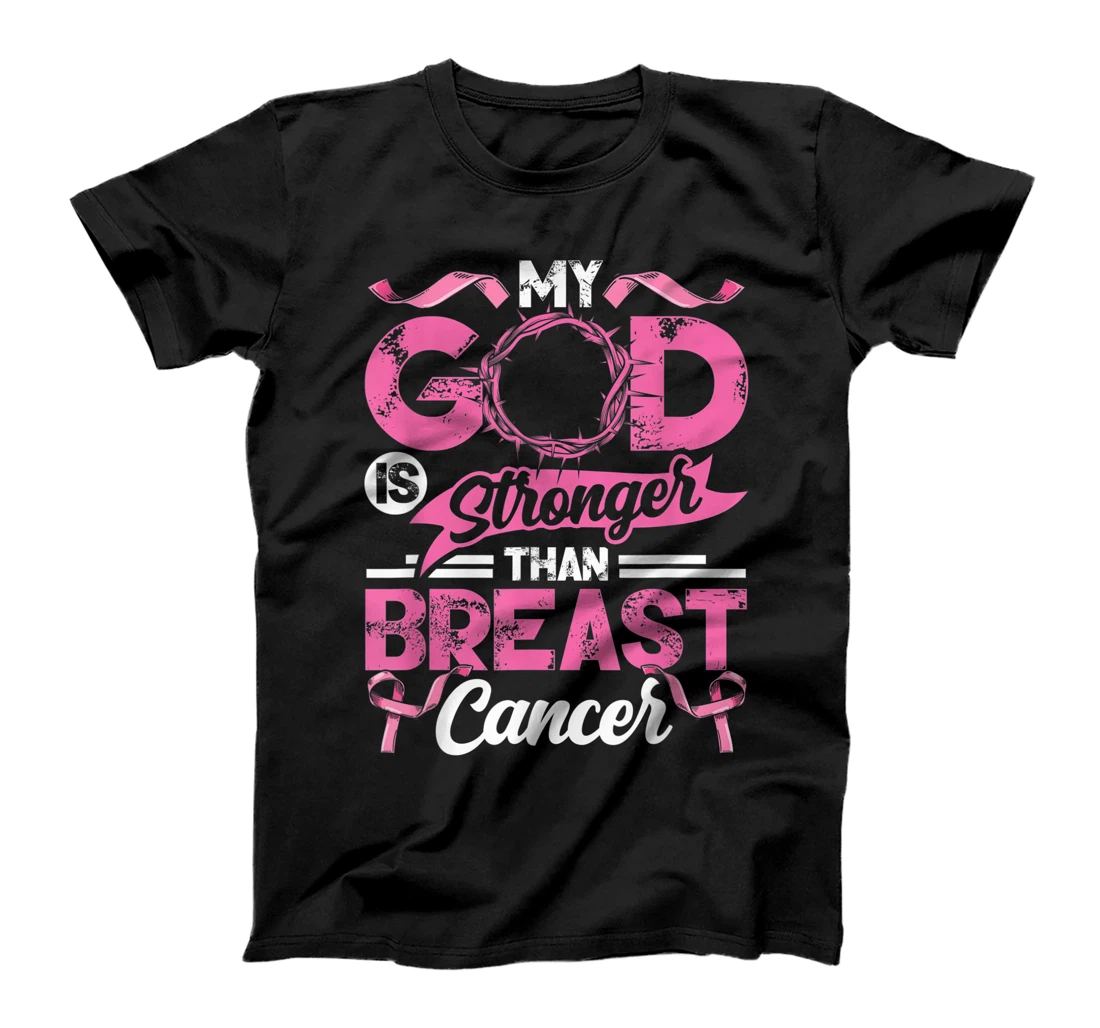 Womens My God Stronger Than Breast Cancer Is Awareness Month Faith T-Shirt, Women T-Shirt