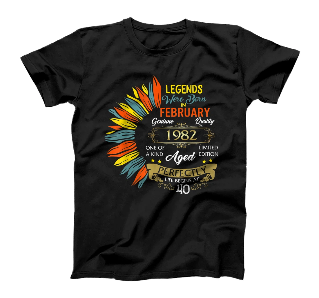 Personalized Legends Were Born In February 1982 Life Begins At 40 Years T-Shirt, Kid T-Shirt and Women T-Shirt