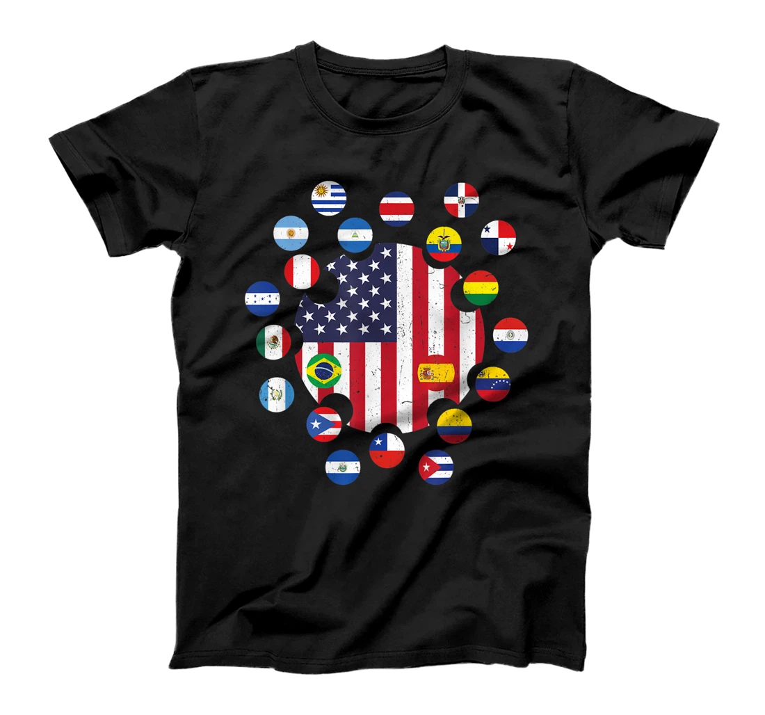 Womens National Hispanic Heritage Month Shirt American Latino Flags T-Shirt, Kid T-Shirt and Women T-Shirt