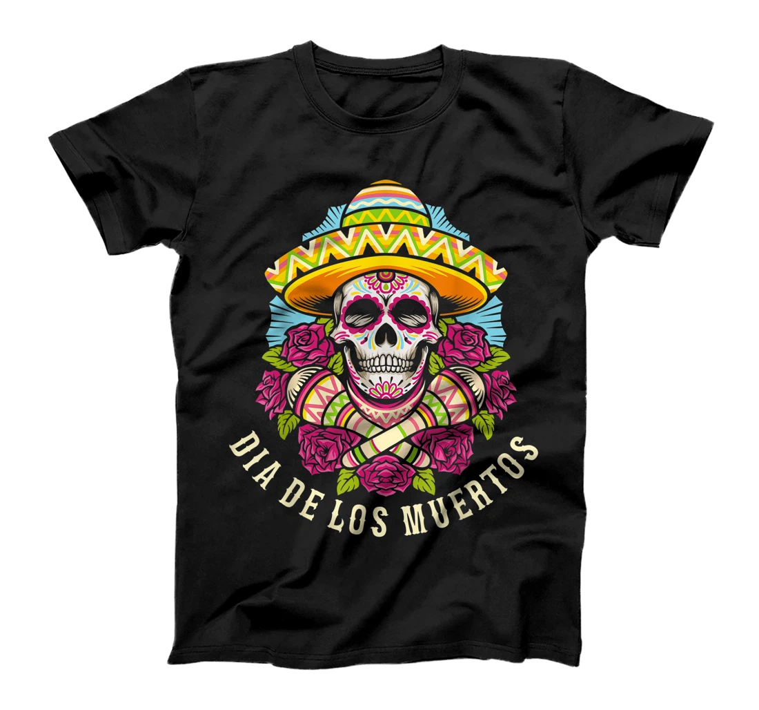 Womens Dia De Los Muertos Sugar Skull Mexican Holiday T-Shirt, Women T-Shirt