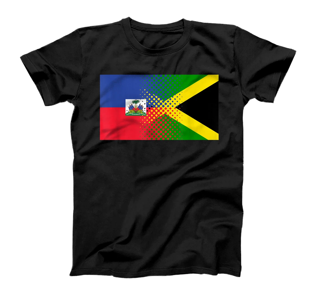 Womens Half Jamaican Half Haitian Flag Jamaica Haiti T-Shirt, Kid T-Shirt and Women T-Shirt