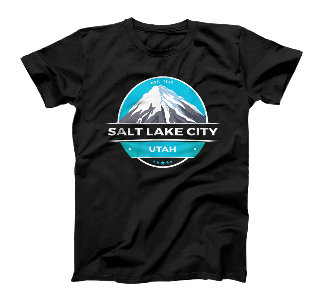 Womens Retro Cool Salt Lake City Utah Mountain Snow Peak Novelty T-Shirt, Women T-Shirt