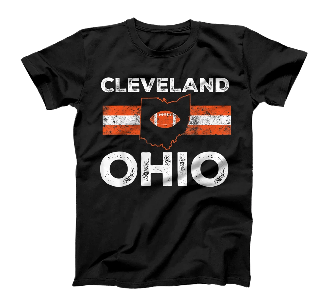 Personalized Cleveland Ohio Striped Vintage Football Fan Game Day T-Shirt, Kid T-Shirt and Women T-Shirt