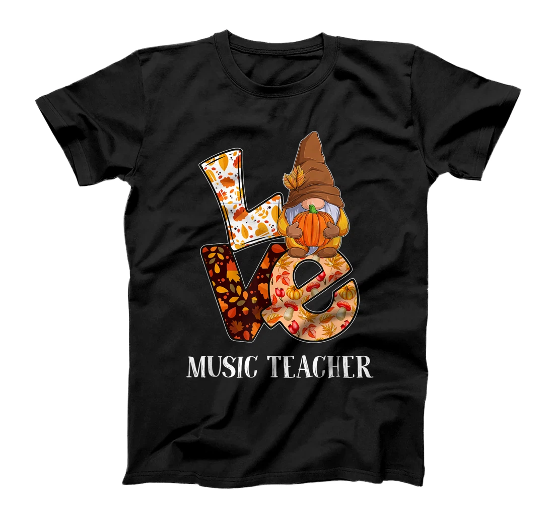 Personalized Music Teacher Love Autumn Fall Gnome For Teachers T-Shirt, Women T-Shirt