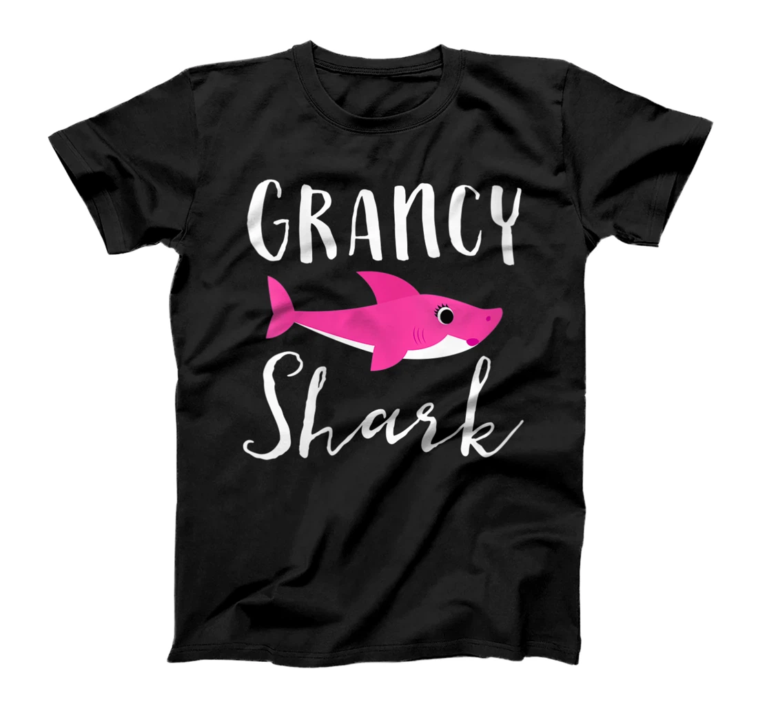 Personalized Womens Grancy Shark Grandma Grandmother Pink Shark Graphic T-Shirt, Women T-Shirt
