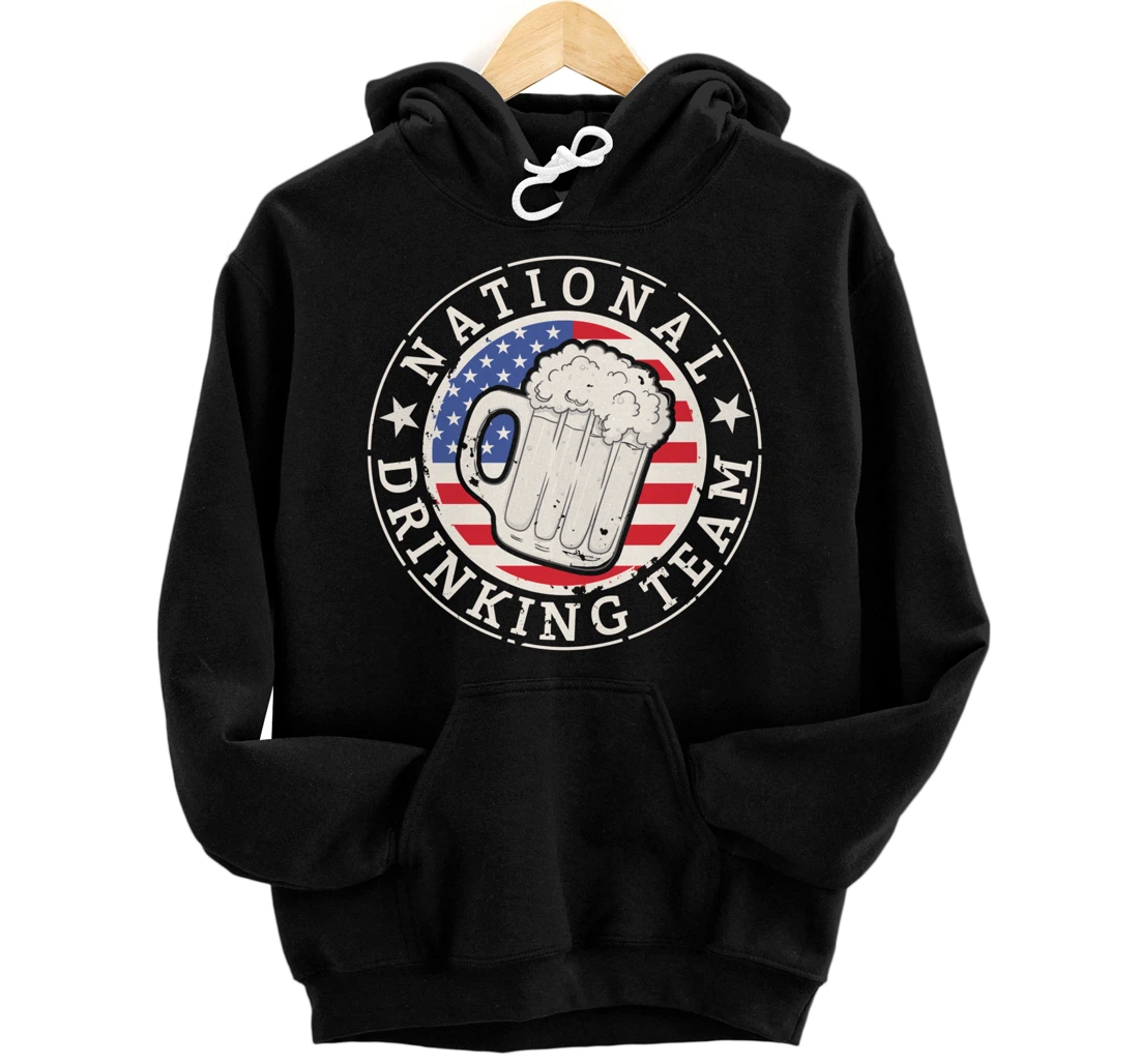 National Drinking Team Funny Quote Beer Mug USA Flag Pullover Hoodie