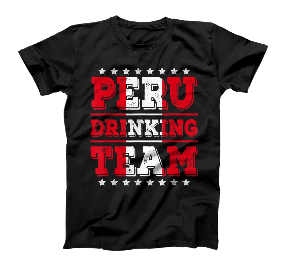 Womens Peru Drinking Team Peruvian Flag Funny Drinking T-Shirt, Women T-Shirt
