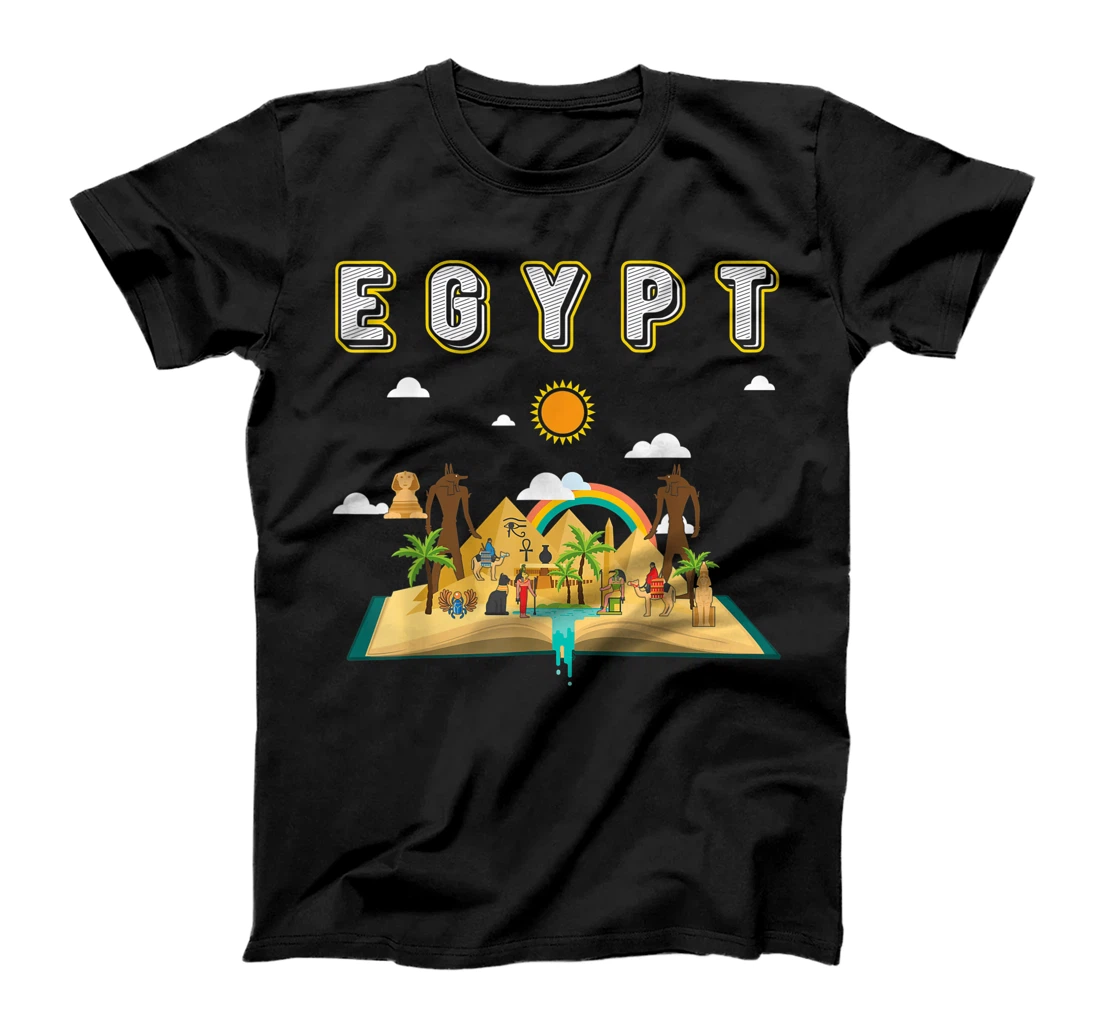 Womens Egypt Culture Book Education Pyramids Sphinx Scarab T-Shirt, Women T-Shirt