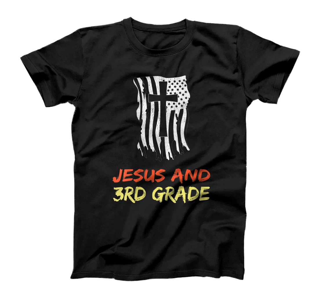 Womens Jesus And 3rd Grade. Funny Christian Teacher Design T-Shirt, Women T-Shirt