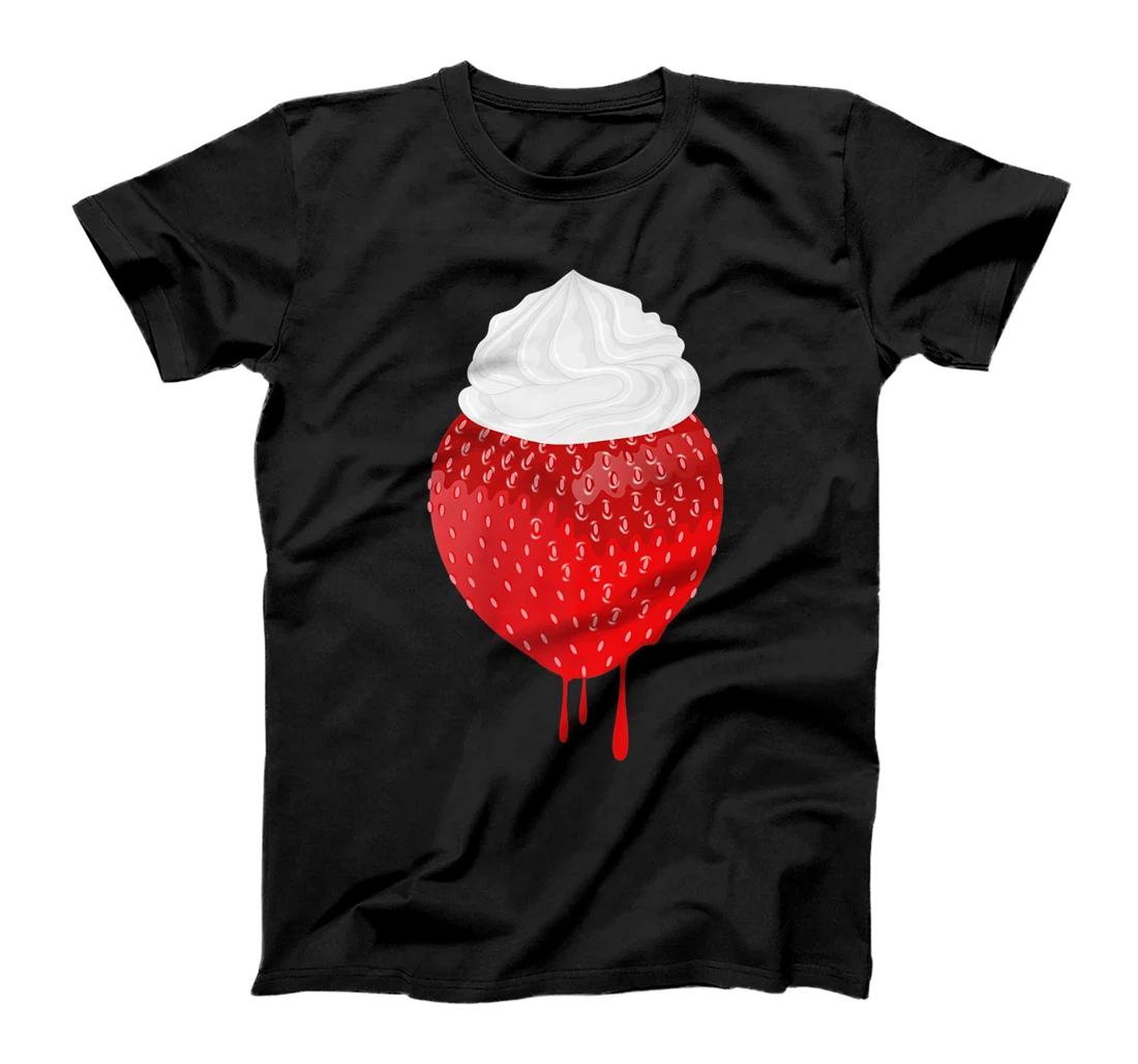 Womens Juicy red strawberry with cream hood T-Shirt, Kid T-Shirt and Women T-Shirt