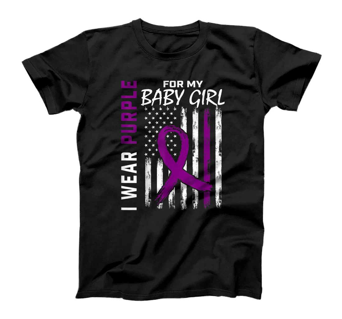 I Wear Purple For Daughter Baby Girl Epilepsy Awareness Flag T-Shirt, Women T-Shirt