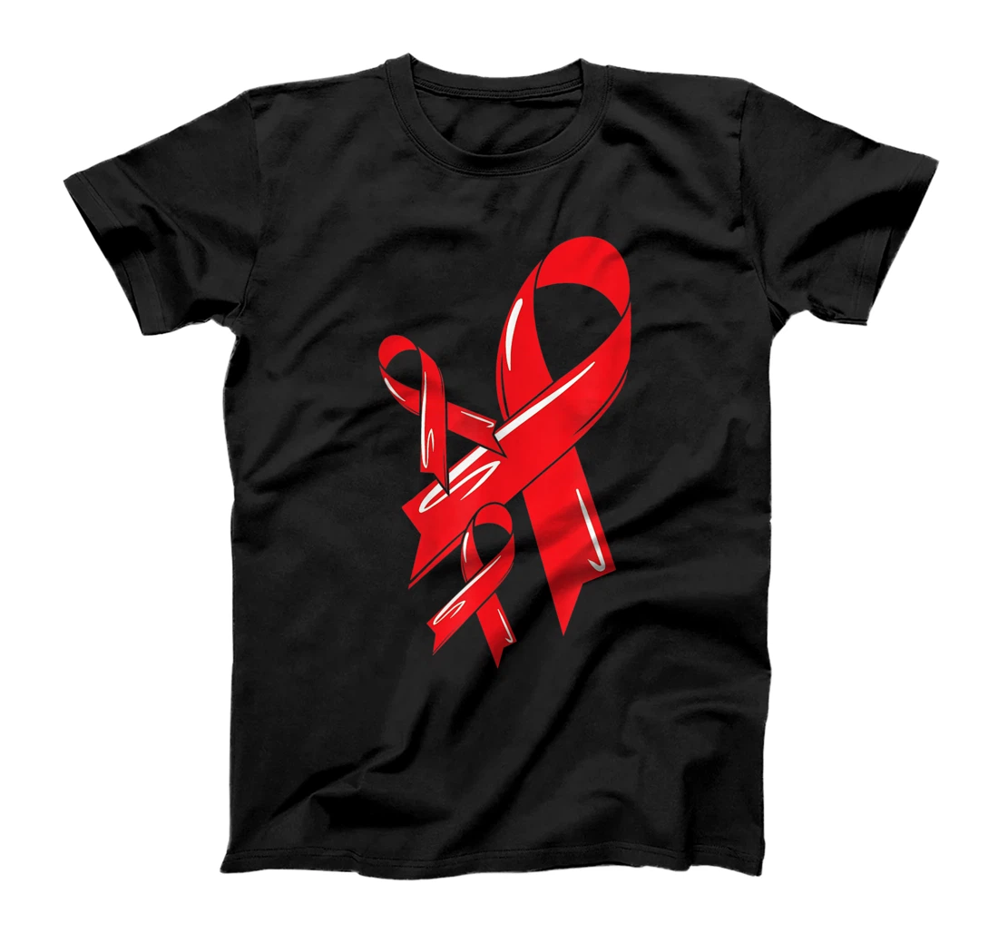 Personalized Heart Disease Warrior Red Heart Disease Awareness Ribbon T-Shirt, Kid T-Shirt and Women T-Shirt