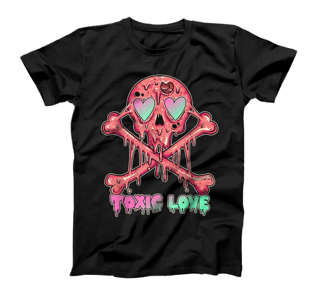 Personalized Toxic Love Skull Creepy Kawaii Pastel Goth T-Shirt, Women T-Shirt