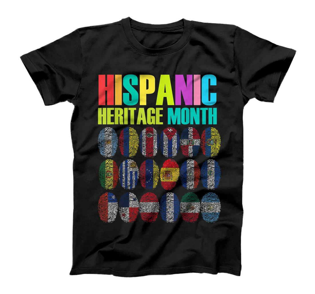 Personalized Hispanic Heritage Month Latino Countries Flags Fingerprint T-Shirt, Kid T-Shirt and Women T-Shirt