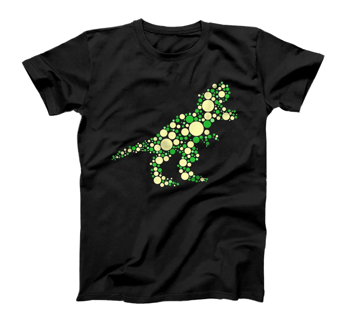 Personalized Green Colors Polka Dot T-Rex Happy International Dot Day T-Shirt, Kid T-Shirt and Women T-Shirt