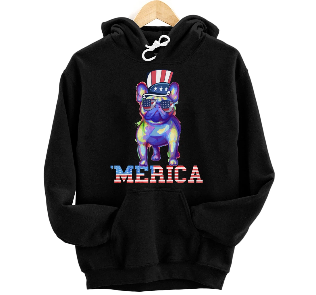 America Splash Frenchie Dog American French Bulldog Owner Pullover Hoodie