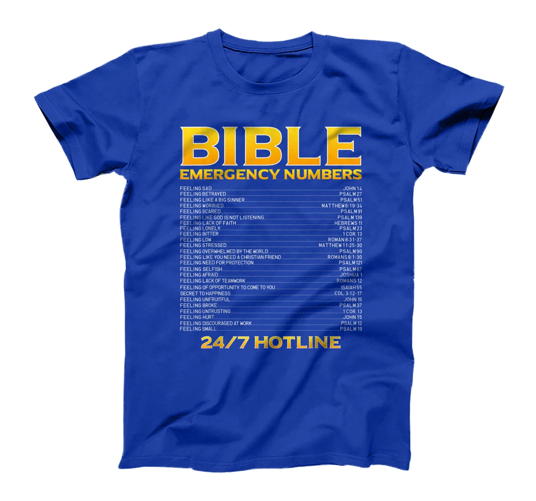 Bible Emergency Numbers Funny Hotline Christian Gift T-Shirt, Women T-Shirt  - King Print AZ