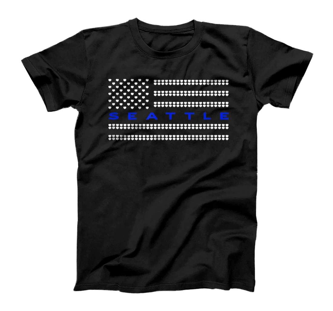 Thin Blue Line Heart Seattle Washington Police Officer WA T-Shirt, Women T-Shirt