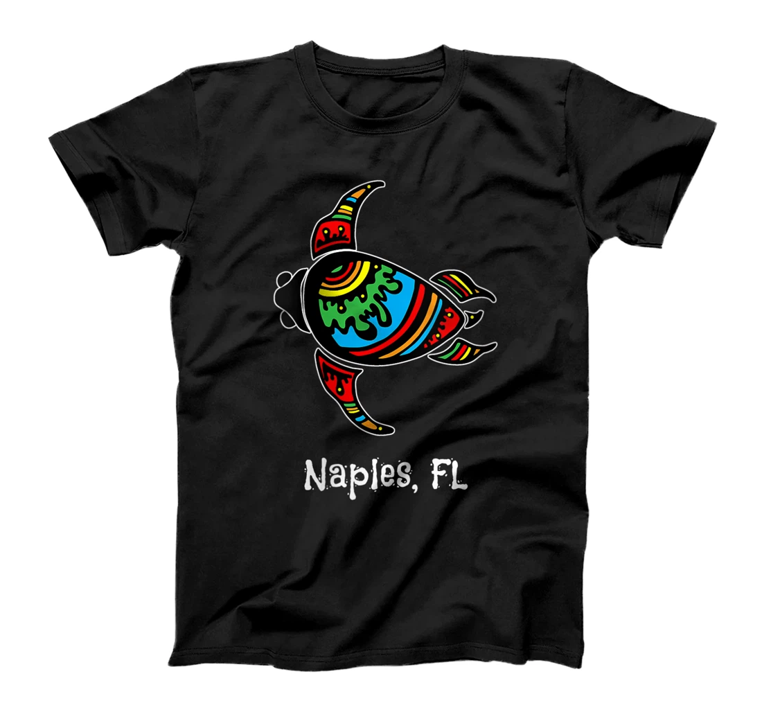 Womens Naples, Fl Rainbow Tribal Tattoo Save The Sea Turtle T-Shirt, Women T-Shirt