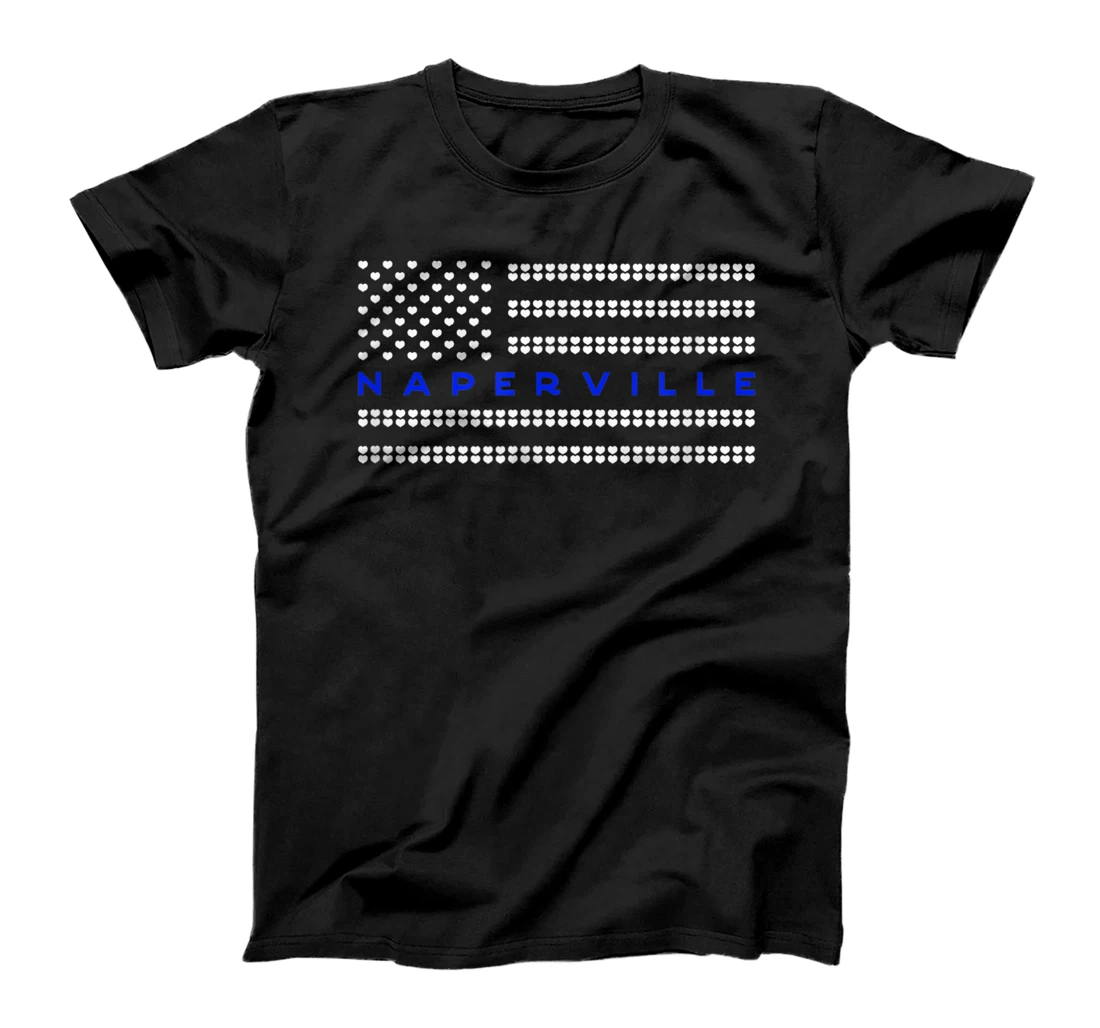 Thin Blue Line Heart Naperville Illinois Police Officer IL T-Shirt, Women T-Shirt