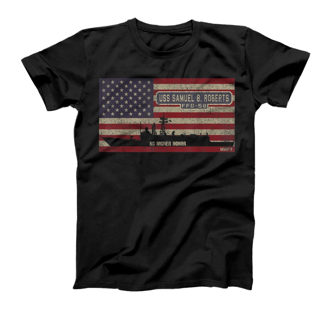 Womens USS Samuel B Roberts FFG-58 Frigate Ship USA American Flag T-Shirt, Kid T-Shirt and Women T-Shirt