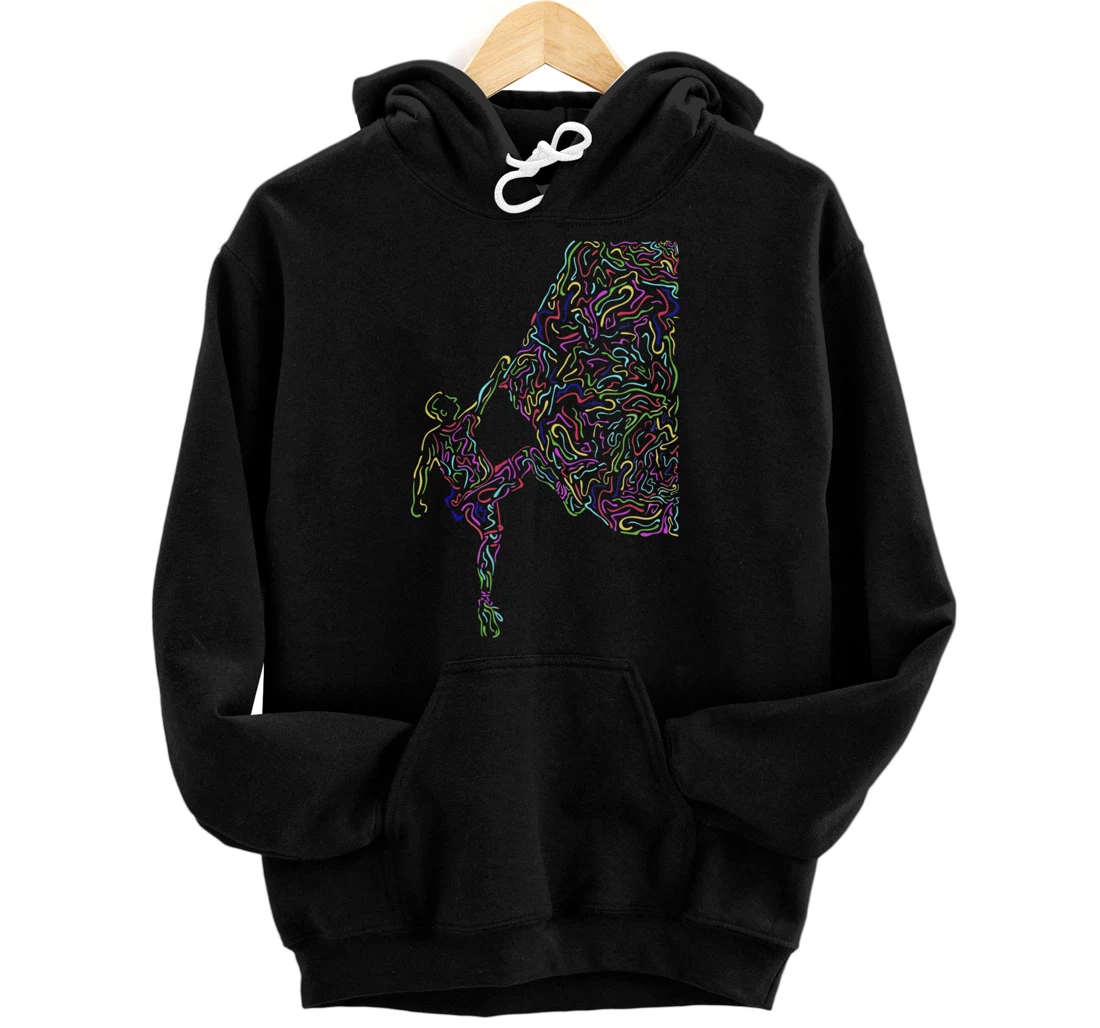 Bouldering Rock Climber Nature Sport Drawing Climbing Pullover Hoodie