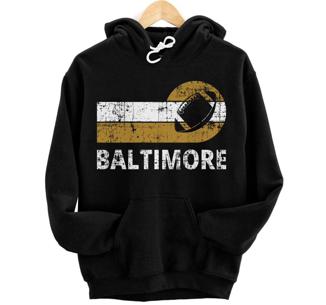 Vintage Baltimore Football Team - Maryland Sports And Fans Pullover Hoodie