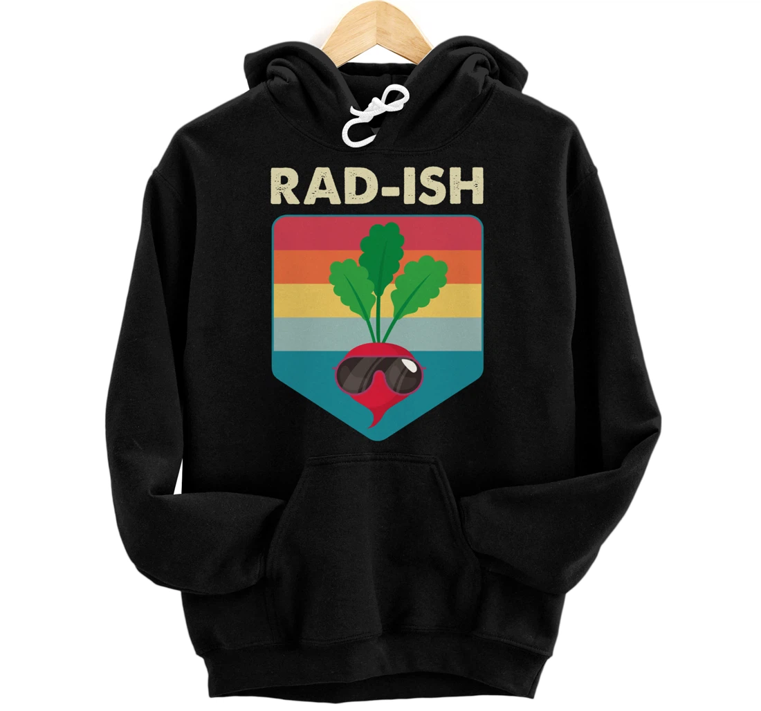 Rad-ish Funny Radish Lover Vegan Vegetarian Food Pun Gift Pullover Hoodie