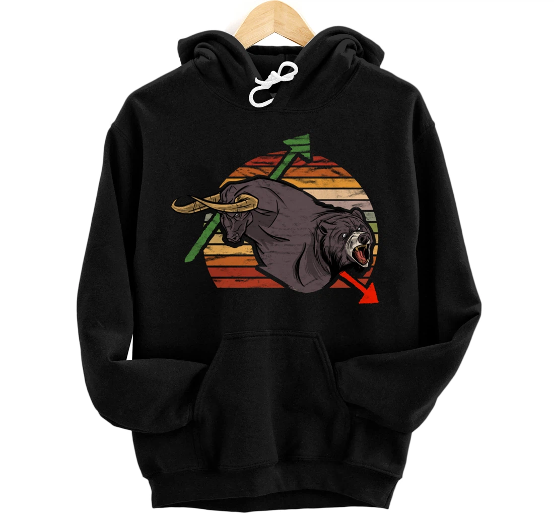 Stock Bull and Stock Bear Capitalism Stock Market Pullover Hoodie