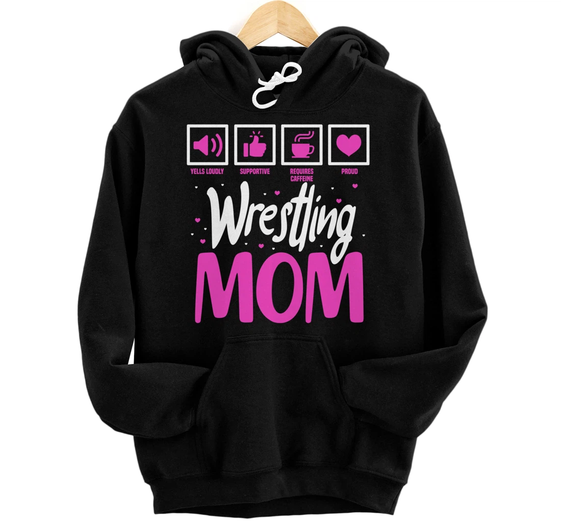 Wrestling Mom Funny Wrestling Sport Lover Family Support Pullover Hoodie