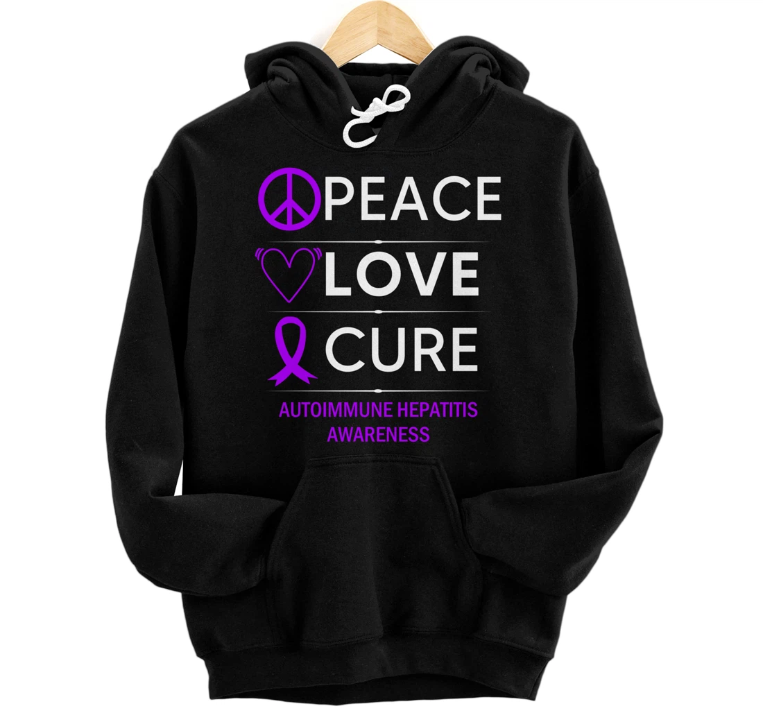 Autoimmune hepatitis Awareness Peace Love Cure Fighter Pullover Hoodie