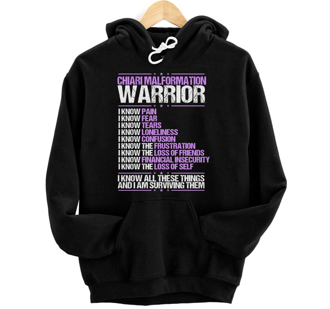 Chiari Malformation Awareness Pain Survivor Purple Ribbon Pullover Hoodie