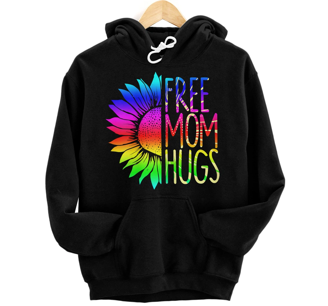 Free Mom Hugs LGBT Rainbow Sunflower Pullover Hoodie