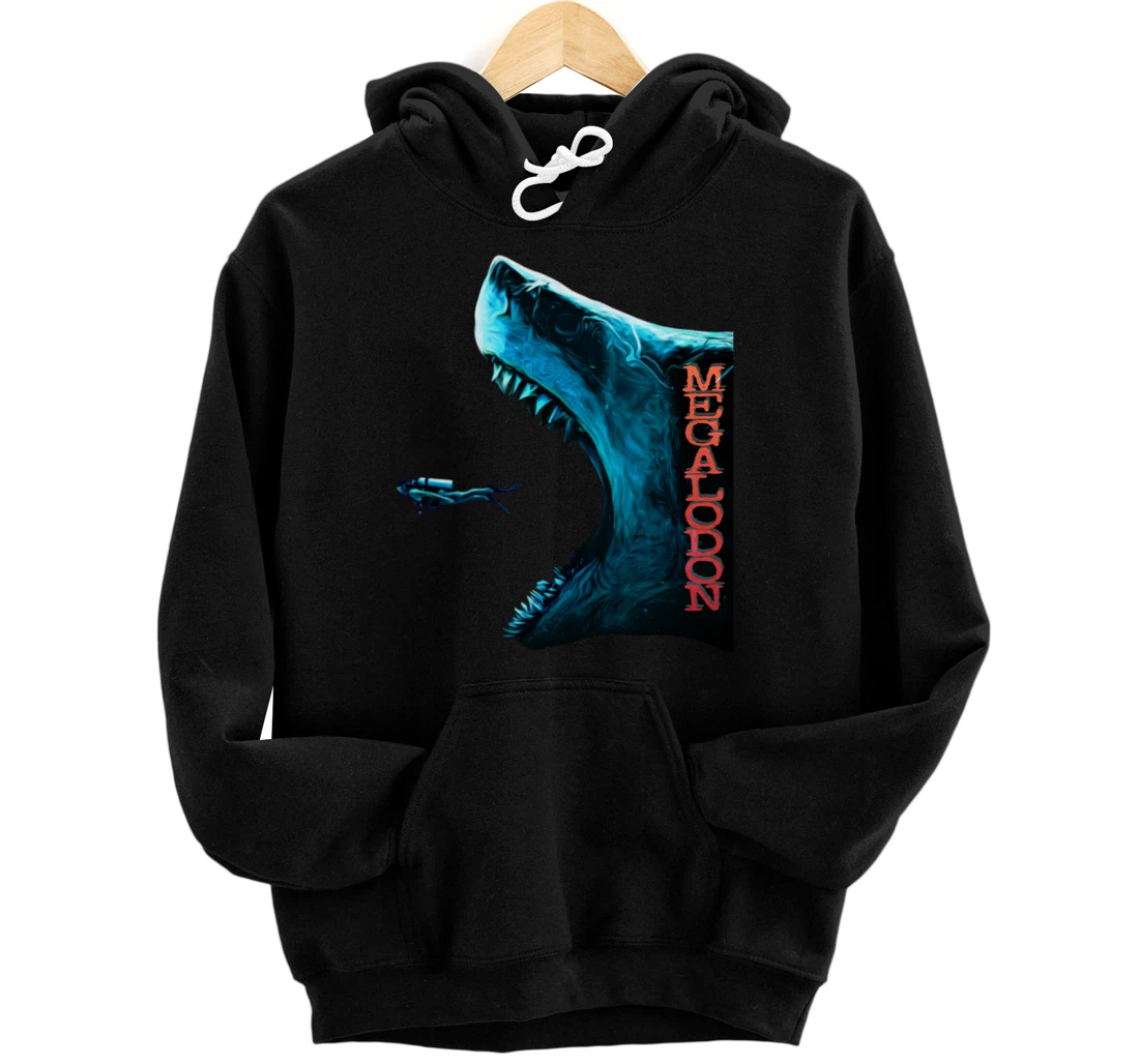 Megalodon Primeval Shark Dorsal Fin Teeth Ocean Predator Pullover Hoodie