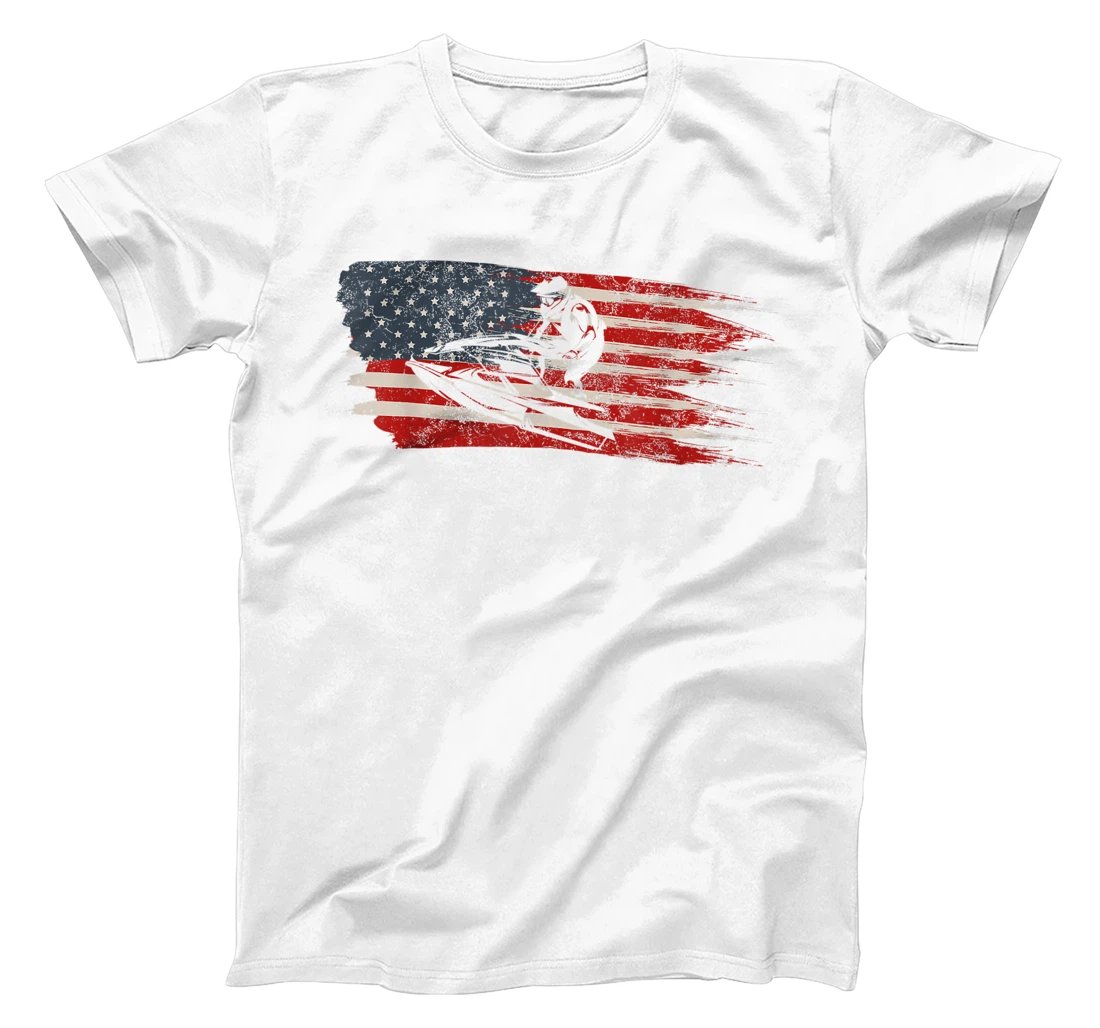 Personalized Womens American Jet Ski With US Flag Jetski Jet Skiiing Silhouette T-Shirt, Kid T-Shirt and Women T-Shirt