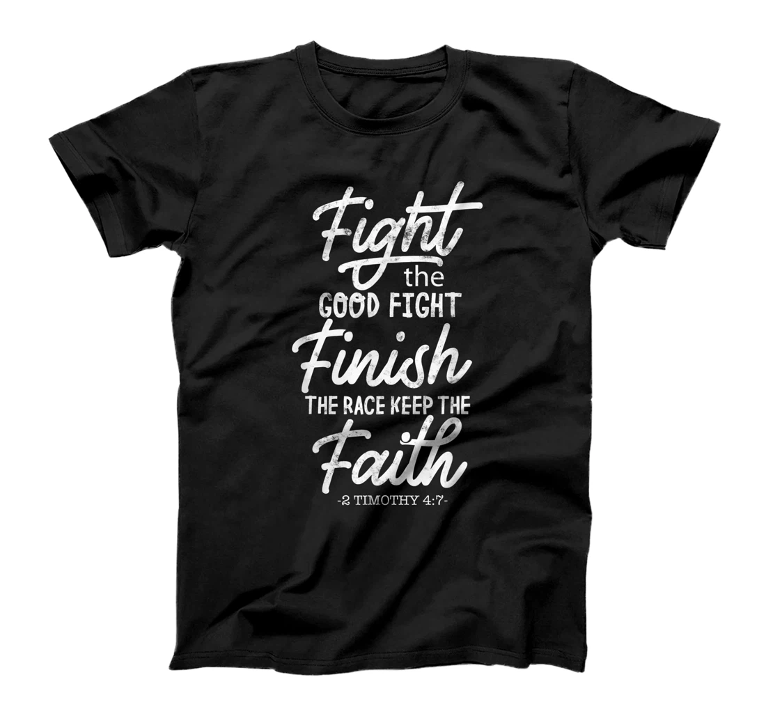 Personalized Womens Fight the good fight finish race keep faith 2 timothy 4 7 T-Shirt, Women T-Shirt